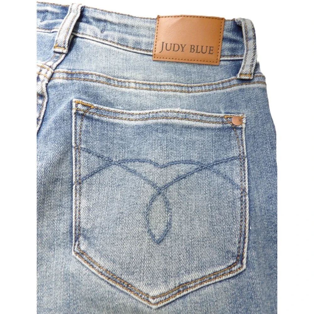Judy Blue Bootcut Jeans Women 7/28 Short Blue Denim Stretch Tummy Control Flared